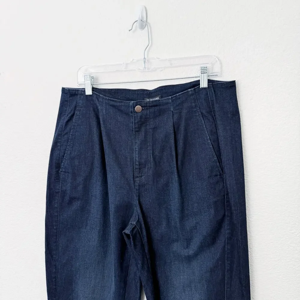 [Eileen Fisher] Dark Wash High Rise Organic Cotton Denim Tapered Fit Jeans Sz 14